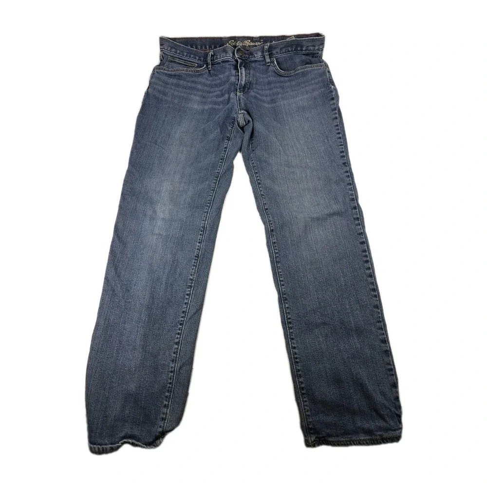 Eddie Bauer Womens Fleece Lined‎ Jeans 14 Dark Wash Winter Warm Straight Leg